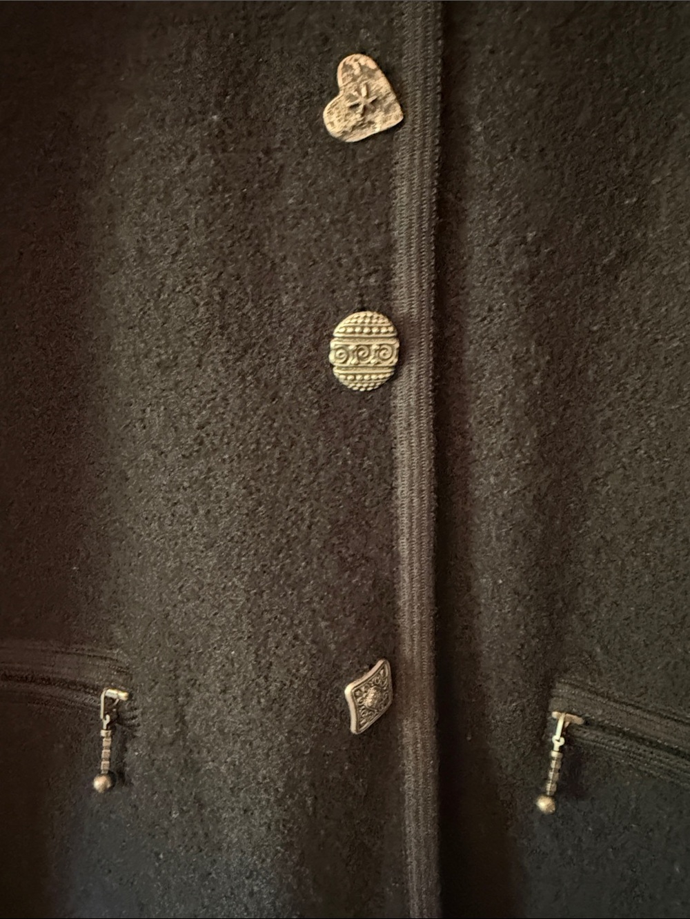 Icelandic Design Womens M 100% Wool w/Intricte Silver Buttons & Fair Isle Collar - Picture 7 of 13
